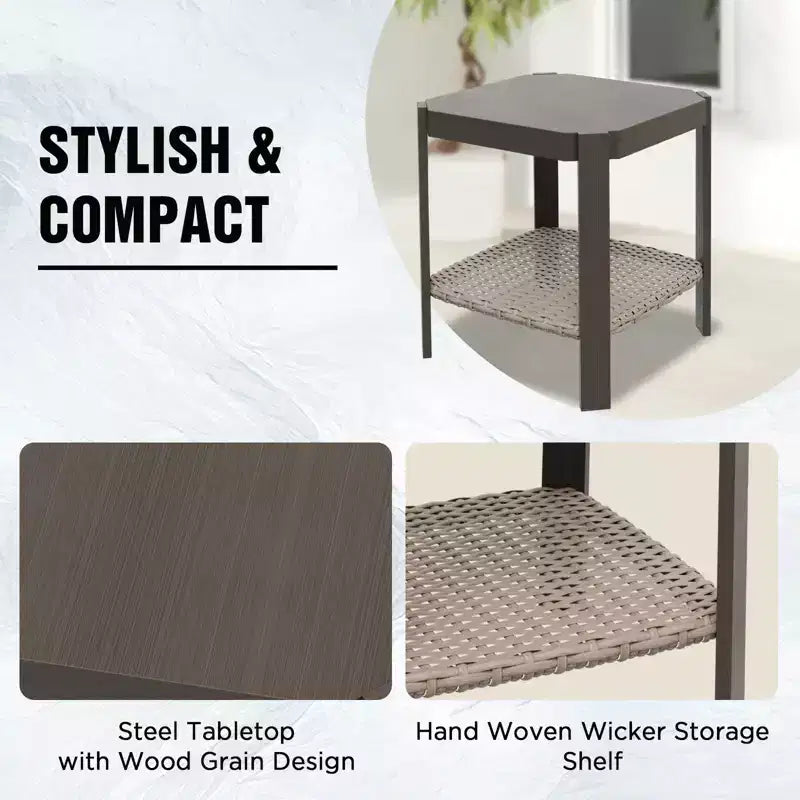 EAGLE PEAK Classic Ensemble bistro de terrasse en résine tressée, lot de 3, mobilier d'extérieur avec chaise à bascule pivotante 360 et table d'appoint