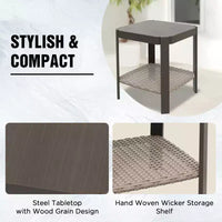 EAGLE PEAK Classic Ensemble bistro de terrasse en résine tressée, lot de 3, mobilier d'extérieur avec chaise à bascule pivotante 360 et table d'appoint