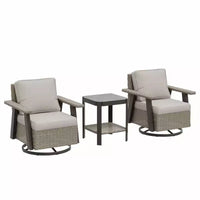EAGLE PEAK Classic Ensemble bistro de terrasse en résine tressée, lot de 3, mobilier d'extérieur avec chaise à bascule pivotante 360 et table d'appoint