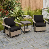 EAGLE PEAK Classic Ensemble bistro de terrasse en résine tressée, lot de 3, mobilier d'extérieur avec chaise à bascule pivotante 360 et table d'appoint