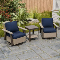 EAGLE PEAK Classic Ensemble bistro de terrasse en résine tressée, lot de 3, mobilier d'extérieur avec chaise à bascule pivotante 360 et table d'appoint