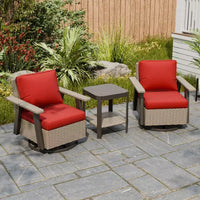 EAGLE PEAK Classic Ensemble bistro de terrasse en résine tressée, lot de 3, mobilier d'extérieur avec chaise à bascule pivotante 360 et table d'appoint