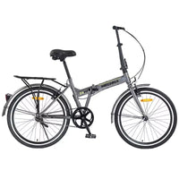 Vélo pliant Okak 24 pouces avec garde-boue et double frein en V, vélo de ville avec cadre en acier et porte-bagages, vélos de croisière pour hommes et femmes
