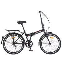 Vélo pliant Okak 24 pouces avec garde-boue et double frein en V, vélo de ville avec cadre en acier et porte-bagages, vélos de croisière pour hommes et femmes