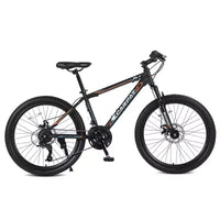 VTT Okak 24 pouces avec freins à disque doubles et suspension avant, vélo pour enfants avec 21 vitesses et cadre en acier, vélo pour garçons, filles