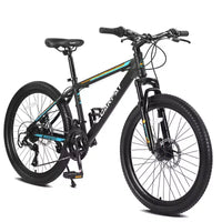 Okak 26IN Mountain Bike with 21 Speeds and Mechanical Disc Brakes, Adult Bike with High-Carbon Steel Frame, Dirt Bike for Kids & Adults