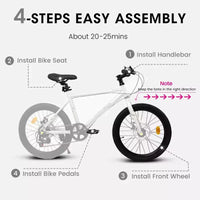 Vélo enfant Okak 20" avec 7 vitesses et cadre en acier, vélo enfant avec double freins à disque et pneus de 1,75", vélos cruiser pour garçons et filles