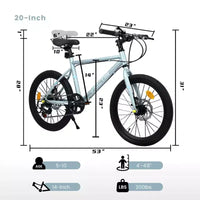 Vélo enfant Okak 20" avec 7 vitesses et cadre en acier, vélo enfant avec double freins à disque et pneus de 1,75", vélos cruiser pour garçons et filles