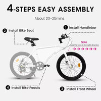 Vélo enfant Okak 20" avec 7 vitesses et cadre en acier, vélo enfant avec double freins à disque et pneus de 1,75", vélos cruiser pour garçons et filles