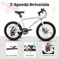 Vélo enfant Okak 20" avec 7 vitesses et cadre en acier, vélo enfant avec double freins à disque et pneus de 1,75", vélos cruiser pour garçons et filles