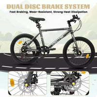 Vélo enfant Okak 20" avec 7 vitesses et cadre en acier, vélo enfant avec double freins à disque et pneus de 1,75", vélos cruiser pour garçons et filles