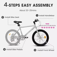 Vélo enfant Okak 20" avec 7 vitesses et cadre en acier, vélo enfant avec double freins à disque et pneus de 1,75", vélos cruiser pour garçons et filles