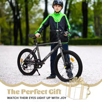 Vélo enfant Okak 20" avec 7 vitesses et cadre en acier, vélo enfant avec double freins à disque et pneus de 1,75", vélos cruiser pour garçons et filles