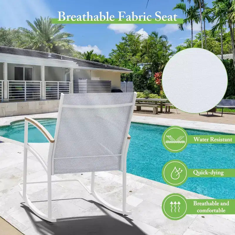 Celebalcony Ensemble de bistrot extérieur à bascule 3 pièces, petit salon de jardin en tissu Textilène avec table pour pelouse, jardin, balcon, bord de piscine