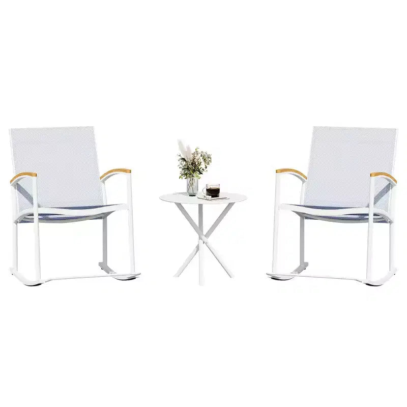 Celebalcony Ensemble de bistrot extérieur à bascule 3 pièces, petit salon de jardin en tissu Textilène avec table pour pelouse, jardin, balcon, bord de piscine