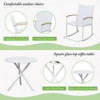 Celebalcony Ensemble de bistrot extérieur à bascule 3 pièces, petit salon de jardin en tissu Textilène avec table pour pelouse, jardin, balcon, bord de piscine