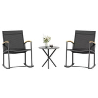 Celebalcony Ensemble de bistrot extérieur à bascule 3 pièces, petit salon de jardin en tissu Textilène avec table pour pelouse, jardin, balcon, bord de piscine