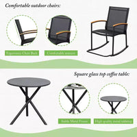 Celebalcony Ensemble de bistrot extérieur à bascule 3 pièces, petit salon de jardin en tissu Textilène avec table pour pelouse, jardin, balcon, bord de piscine