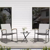 Celebalcony Ensemble de bistrot extérieur à bascule 3 pièces, petit salon de jardin en tissu Textilène avec table pour pelouse, jardin, balcon, bord de piscine