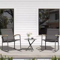 Celebalcony 3 Piece Outdoor Rocking Bistro Set, Textilene Fabric Small Patio Furniture Set with Table for Lawn, Garden, Balcony, Poolside