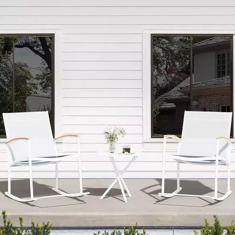 Celebalcony Ensemble de bistrot extérieur à bascule 3 pièces, petit salon de jardin en tissu Textilène avec table pour pelouse, jardin, balcon, bord de piscine