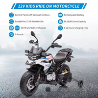 Moto électrique 12V pour enfants avec roulettes d'apprentissage - vélo à enfourcher à batterie avec musique et design réaliste pour enfants de 3 à 8 ans, à enfourcher tout-terrain