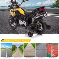 Moto électrique 12V pour enfants avec roulettes d'apprentissage - vélo à enfourcher à batterie avec musique et design réaliste pour enfants de 3 à 8 ans, à enfourcher tout-terrain