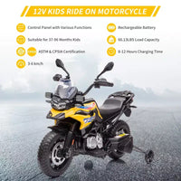 Moto électrique 12V pour enfants avec roulettes d'apprentissage - vélo à enfourcher à batterie avec musique et design réaliste pour enfants de 3 à 8 ans, à enfourcher tout-terrain