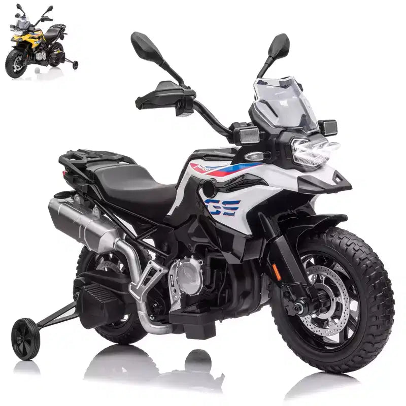 Moto électrique 12V pour enfants avec roulettes d'apprentissage - vélo à enfourcher à batterie avec musique et design réaliste pour enfants de 3 à 8 ans, à enfourcher tout-terrain
