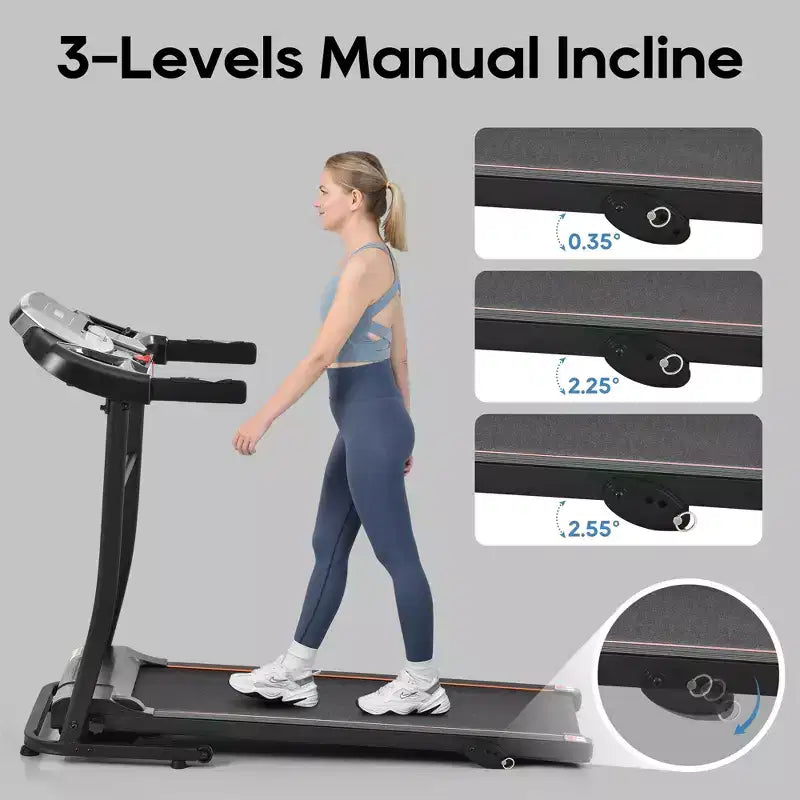 Tapis de Course Pliant pour la Maison avec Inclinaison et Capteur de Fréquence Cardiaque, Moteur Silencieux de 2,5 CV, Recharge USB, Machine de Course/Marche Portable, Capacité de 136 kg