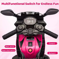 Moto électrique pour enfants, alimentée par batterie 6V, avec pneus sculptés, klaxon, musique, roulettes stabilisatrices