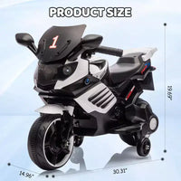 Moto électrique pour enfants, alimentée par batterie 6V, avec pneus sculptés, klaxon, musique, roulettes stabilisatrices