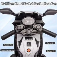 Moto électrique pour enfants, alimentée par batterie 6V, avec pneus sculptés, klaxon, musique, roulettes stabilisatrices