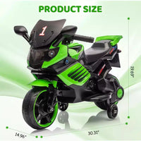 Moto électrique pour enfants, alimentée par batterie 6V, avec pneus sculptés, klaxon, musique, roulettes stabilisatrices