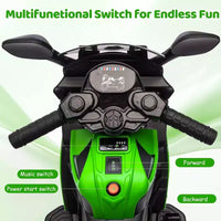 Moto électrique pour enfants, alimentée par batterie 6V, avec pneus sculptés, klaxon, musique, roulettes stabilisatrices