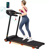 Tapis de course pliable pour la maison, moteur silencieux 2,5 CV, inclinaison, capteur de fréquence cardiaque, chargement USB, haut-parleur Bluetooth, 6 amortisseurs, capacité de 136 kg