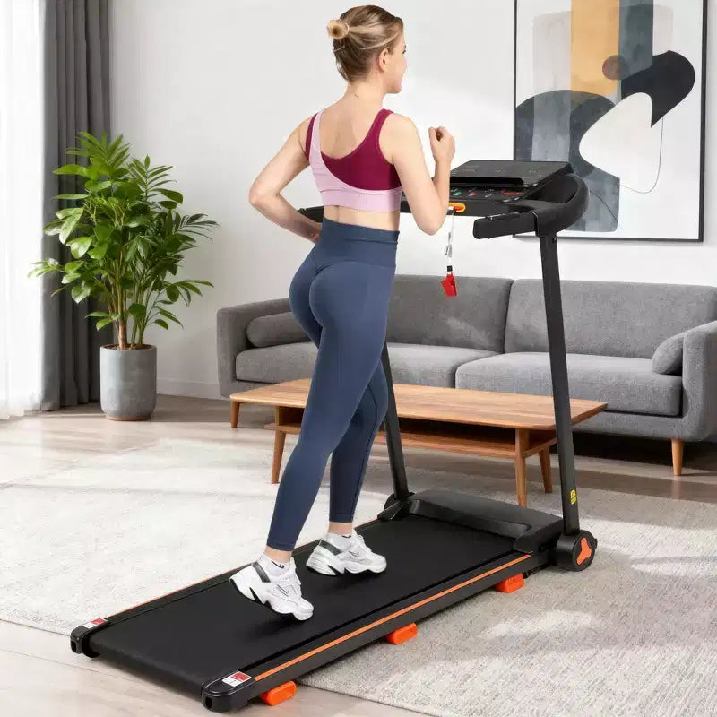 Tapis de course pliable pour la maison, moteur silencieux 2,5 CV, inclinaison, capteur de fréquence cardiaque, chargement USB, haut-parleur Bluetooth, 6 amortisseurs, capacité de 136 kg