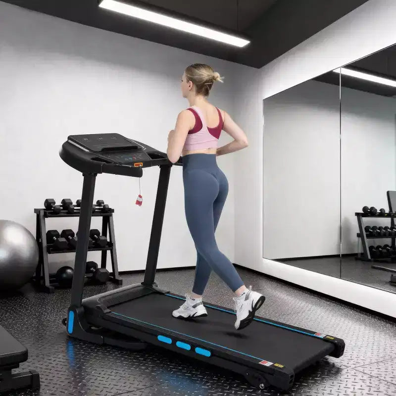 Tapis roulant pliable 3,5 CV pour la maison avec inclinaison, 16 km/h, capacité de 159 kg, capteurs de fréquence cardiaque, chargement USB-C et USB, haut-parleur Bluetooth