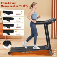 Tapis roulant pliable 3,5 CV pour la maison avec inclinaison, 16 km/h, capacité de 159 kg, capteurs de fréquence cardiaque, chargement USB-C et USB, haut-parleur Bluetooth