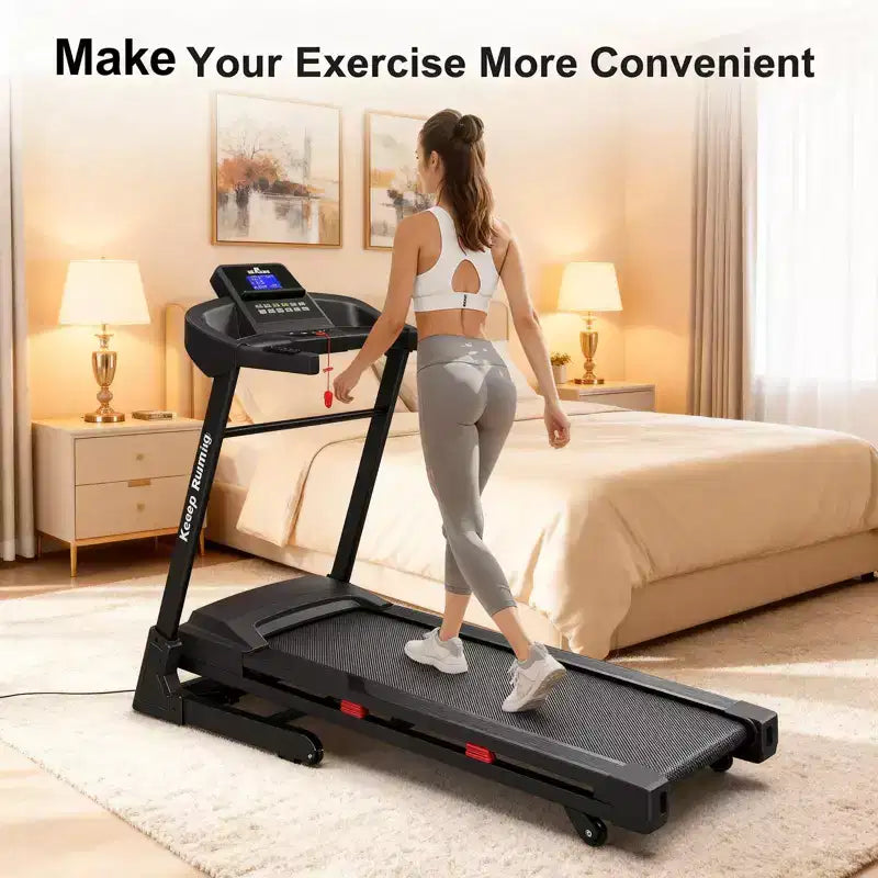 Tapis de course électrique pliable 3,5 CV pour la maison avec inclinaison automatique, absorption des chocs, capteur de pouls, haut-parleur Bluetooth et application FITSHOW