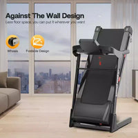Tapis de course électrique pliable 3,5 CV pour la maison avec inclinaison automatique, absorption des chocs, capteur de pouls, haut-parleur Bluetooth et application FITSHOW