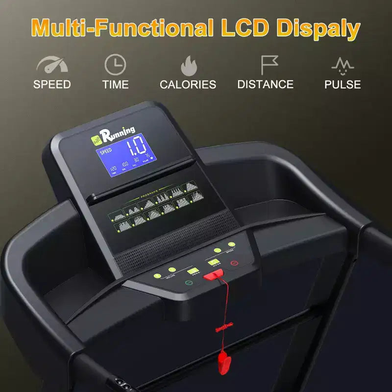 Tapis de course électrique pliable 3,5 CV pour la maison avec inclinaison automatique, absorption des chocs, capteur de pouls, haut-parleur Bluetooth et application FITSHOW