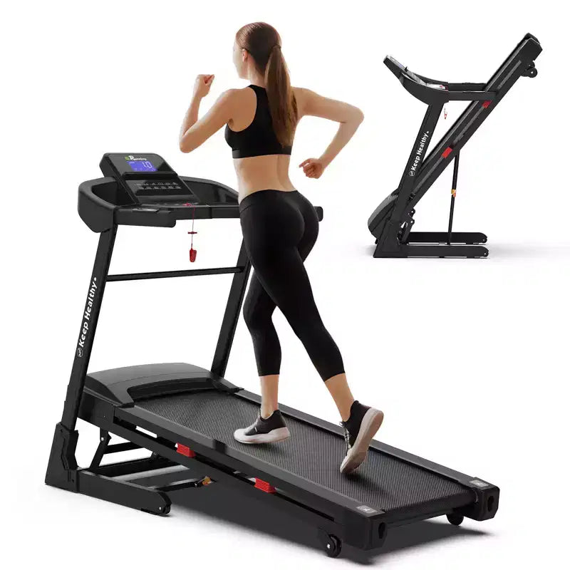 Tapis de course électrique pliable 3,5 CV pour la maison avec inclinaison automatique, absorption des chocs, capteur de pouls, haut-parleur Bluetooth et application FITSHOW