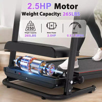 Tapis roulant électrique pliable 2,5 CV avec inclinaison, vitesse 12 km/h, capteur de fréquence cardiaque, musique Bluetooth, porte-gobelet pour salle de sport à domicile