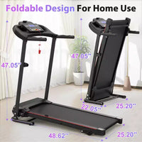 Tapis roulant électrique pliable 2,5 CV avec inclinaison, vitesse 12 km/h, capteur de fréquence cardiaque, musique Bluetooth, porte-gobelet pour salle de sport à domicile