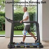 Tapis de marche tapis de course pliant pour seniors, design sûr et stable avec longue main courante, grand écran LED, capacité de poids 300Lbs