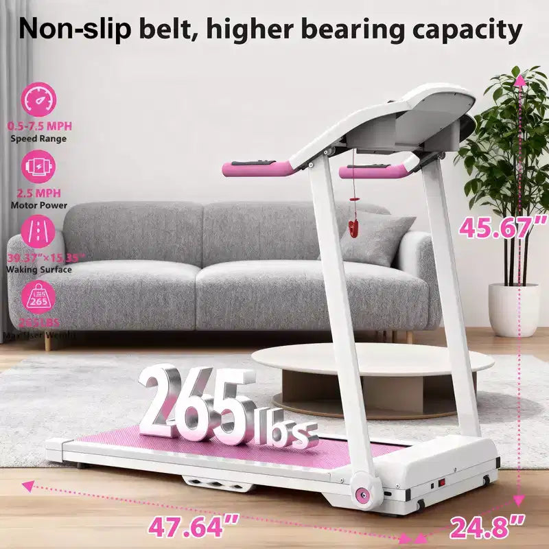 Tapis de course pliable 2,5 CV Tapis de course électrique pliant pour la maison et la gym, poids maximum de 120 kg