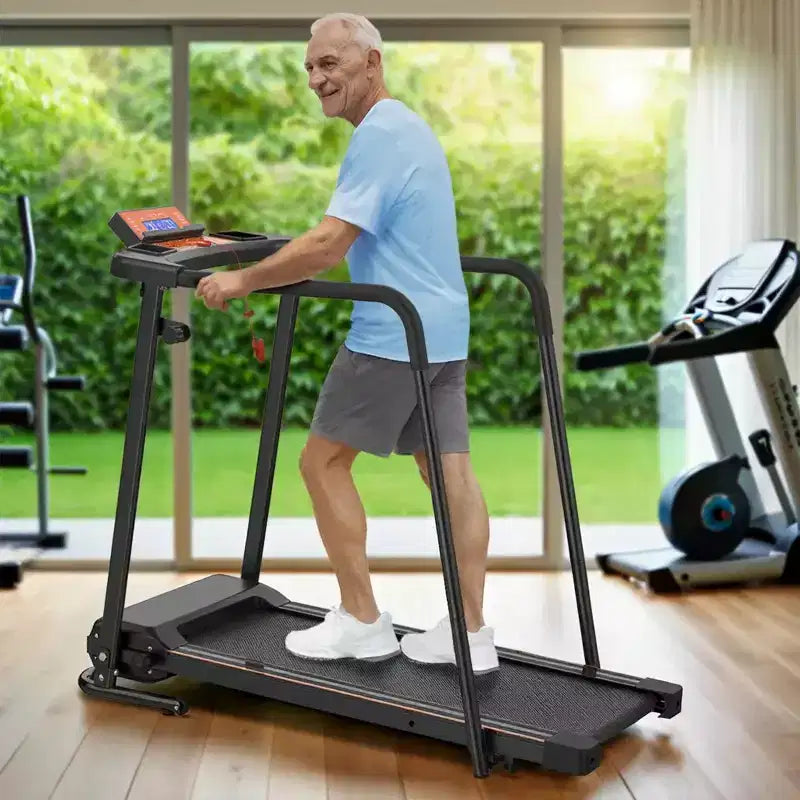 Tapis de marche pliable pour seniors avec rampes étendues, option de contrôle par APP, design portable, capacité 300LBS