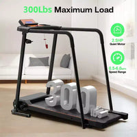 Tapis de marche pliable pour seniors avec rampes étendues, option de contrôle par APP, design portable, capacité 300LBS