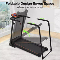 Tapis de marche pliable pour seniors avec rampes étendues, option de contrôle par APP, design portable, capacité 300LBS